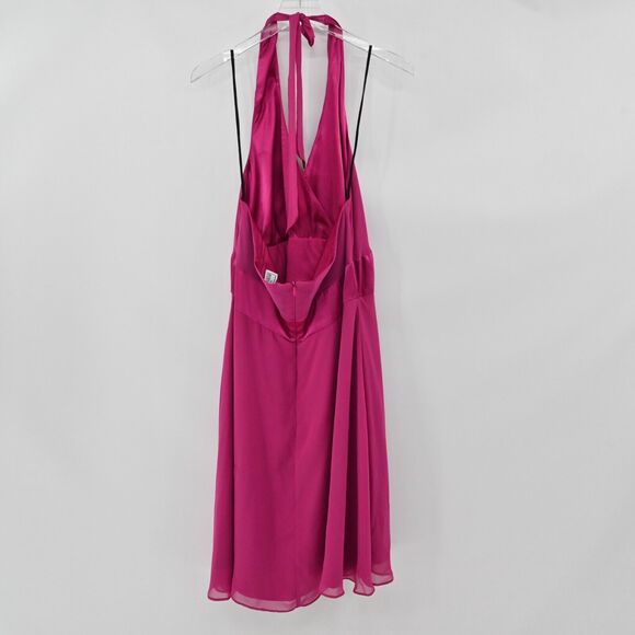 Vtg‎ JESSICA HOWARD Dress Womens Size 16WP Petite Solid Fuchsia Pink Halter Mini - Picture 5 of 11